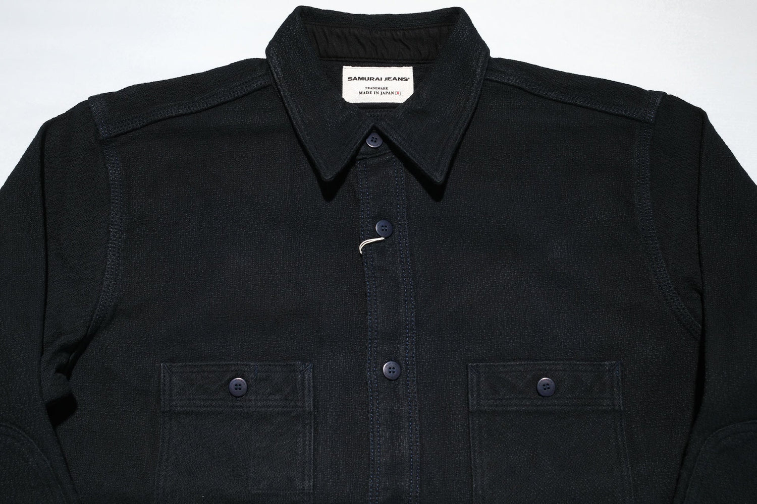 Samurai “Ultimate Black” Sashiko Flannel Workshirt (Oversea Edition)