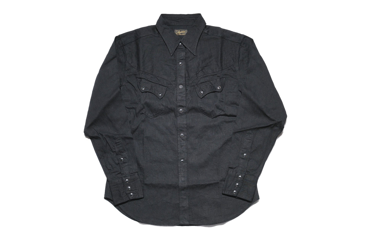 Stevenson Overall Co. 'Cody' 6.5oz Denim Western Shirt (Black)