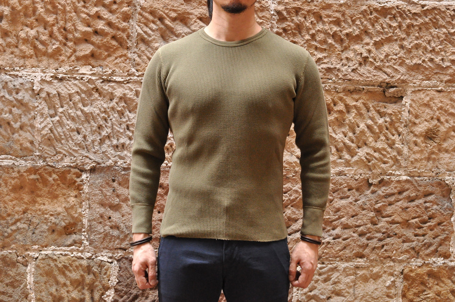 STUDIO D'ARTISAN 11OZ ULTRA HEAVY THERMAL SHIRT(OLIVE)