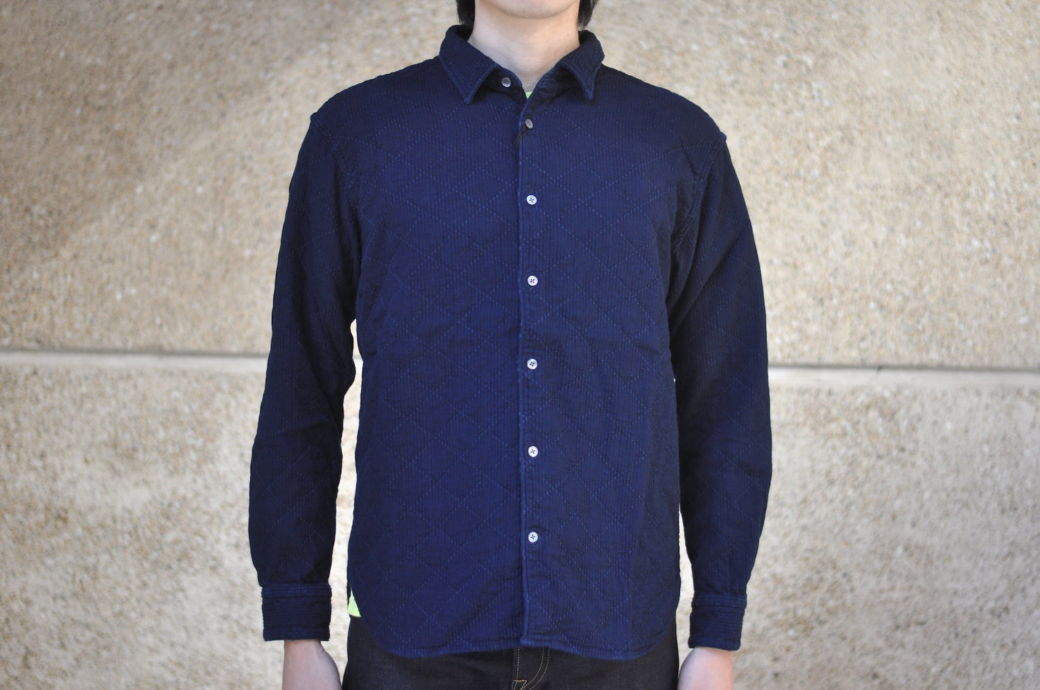 Momotaro 14oz Indigo Dyed "Diamond" Sashiko Oxford Shirt