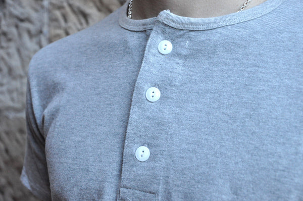 Full Count Medium Weight Henley Tee (Heather Gray) - CORLECTION