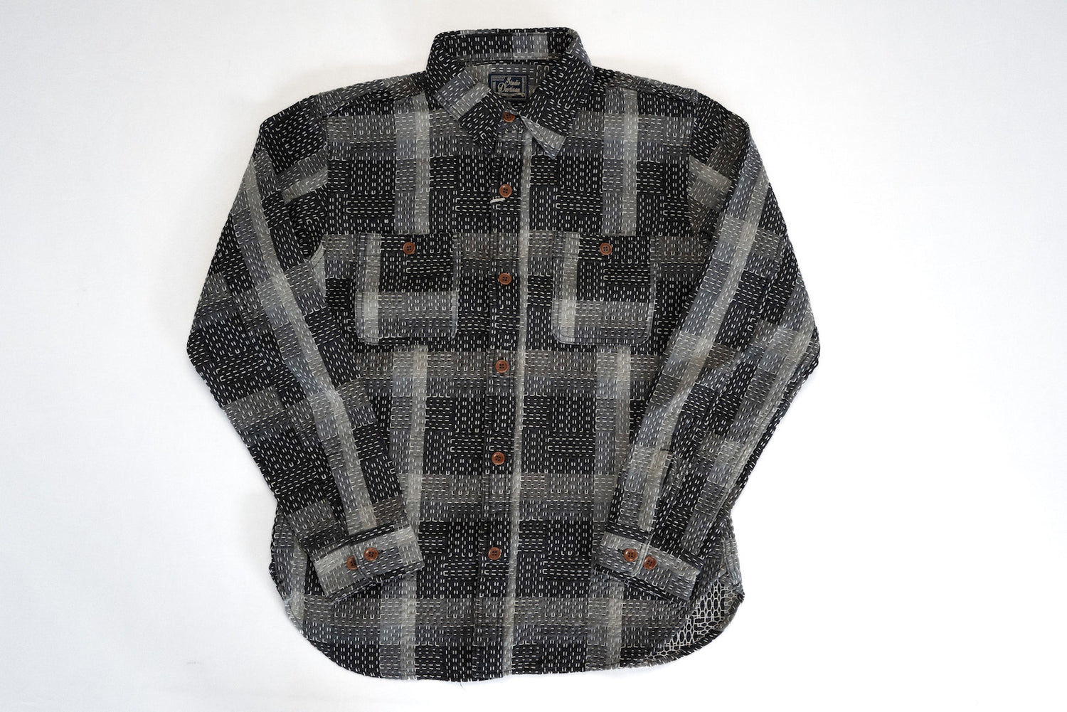 STUDIO D'ARTISAN 12OZ ”NORAGI“ SASHIKO WORKSHIRT (BLACK)