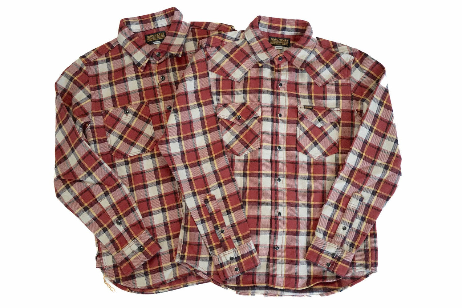 Iron Heart Ultra-Heavy Flannel Classic Check Shirt (Raspberry)