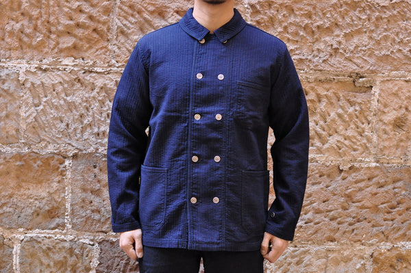 PURE BLUE JAPAN INDIGO SASHIKO SHORT CHORE JACKET - CORLECTION