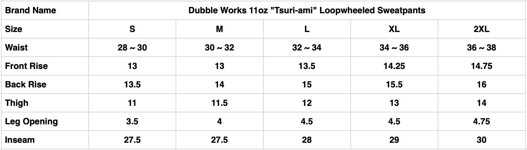 Dubble Works 11oz "Tsuri-ami" Loopwheeled Sweatpants (Sumi Black)