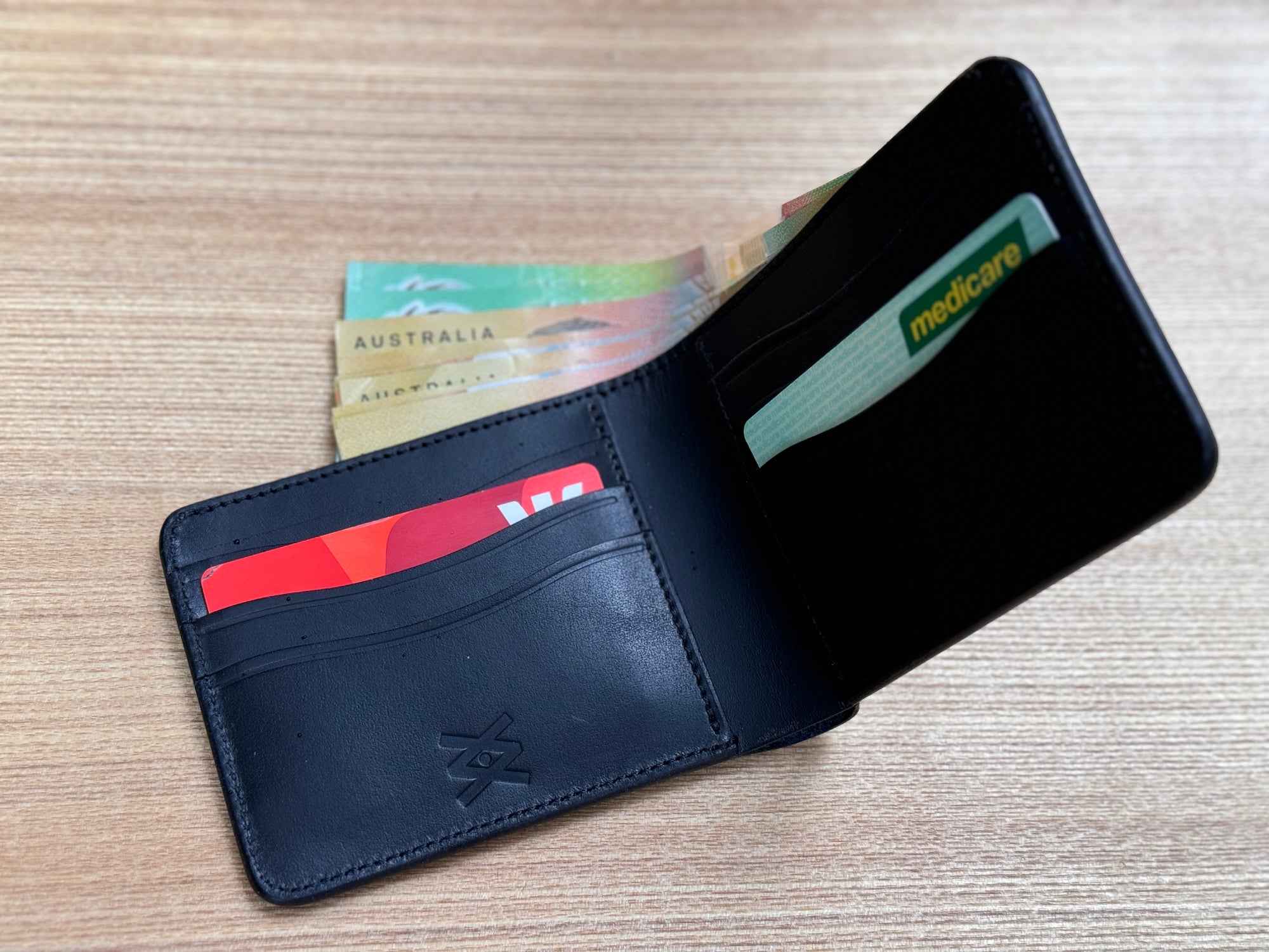 Ginkawaten X CORLECTION Bridle Cowhide Short Wallet (Midnight Navy)