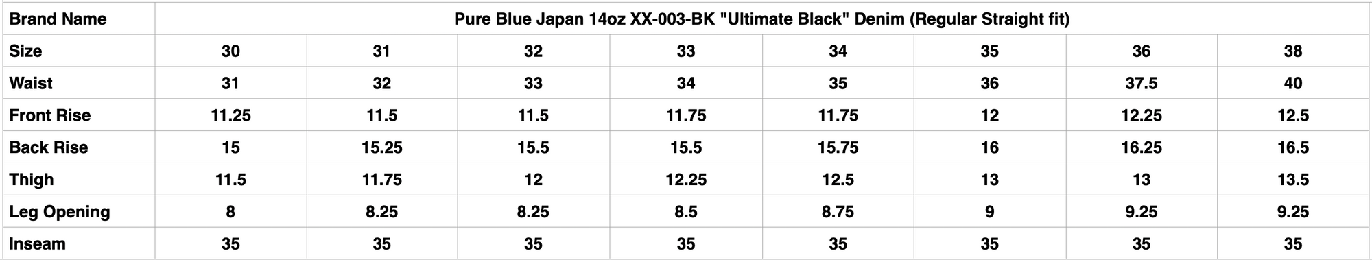 Pure Blue Japan 14oz XX-003-BK "Ultimate Black" Denim (Regular Straight fit)