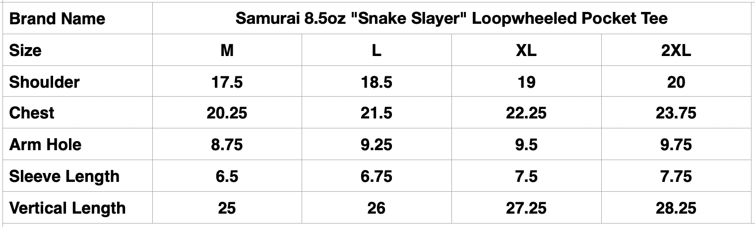 Samurai 8.5oz "Snake Slayer" Loopwheeled Pocket Tee (Moss Green)