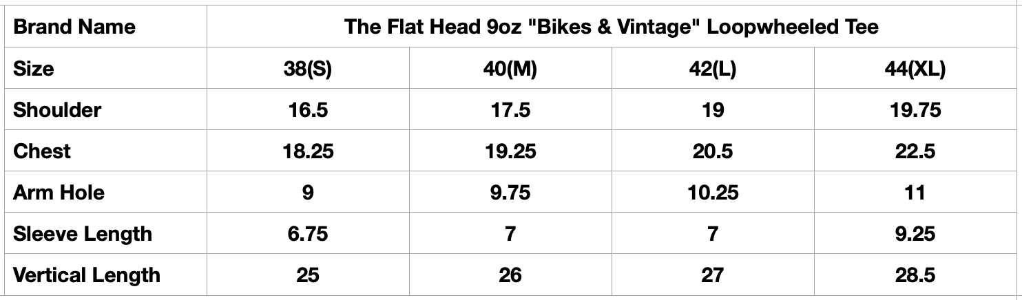 The Flat Head 9oz "Bikes & Vintage" Loopwheeled Tee (Dark Navy)