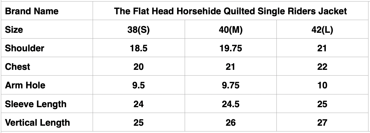 The Flat Head Horsehide Quilted Single Riders Jacket  (Black Tea-cored)