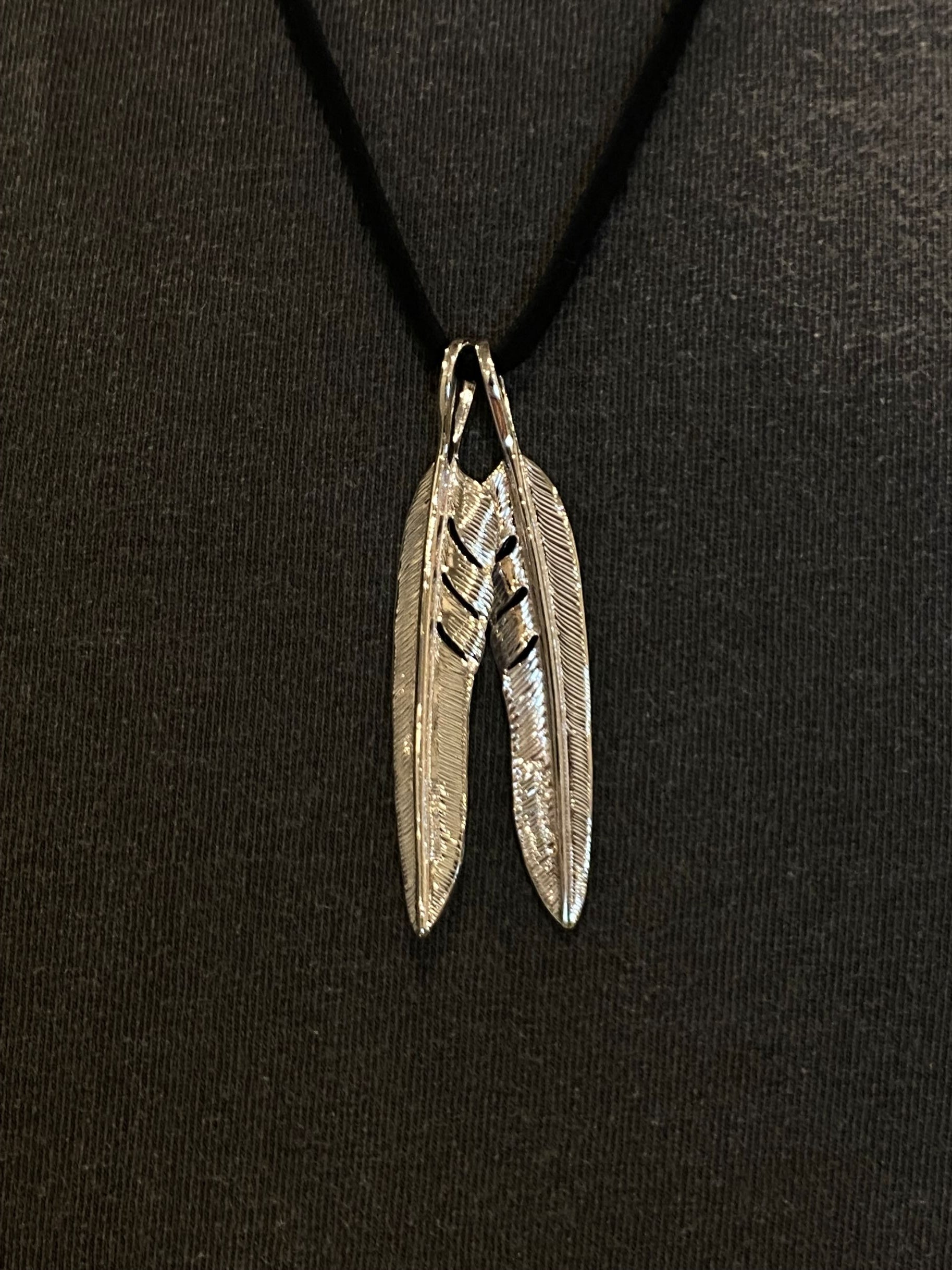 First Arrow's Large "Kazekiri" Silver Feather Pendants (P-428)