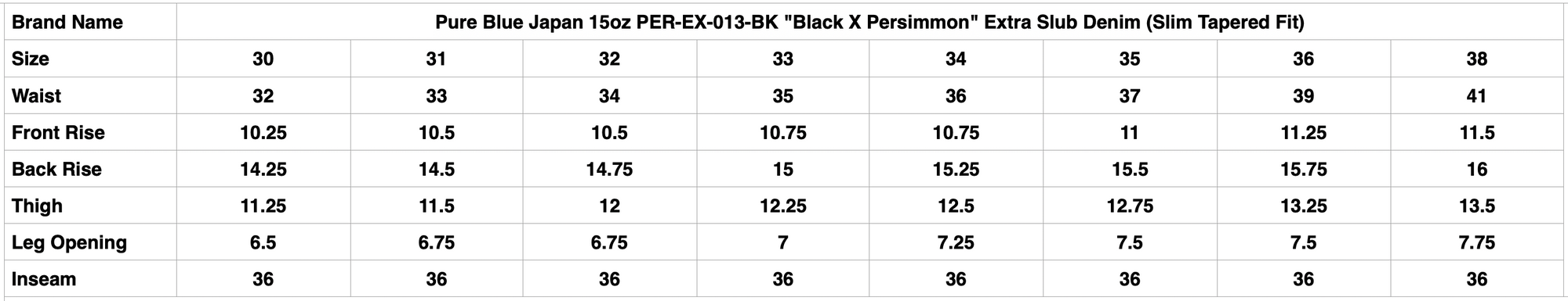 Pure Blue Japan 15oz PER-EX-013-BK "Black X Persimmon" Extra Slub Denim (Slim Tapered Fit)