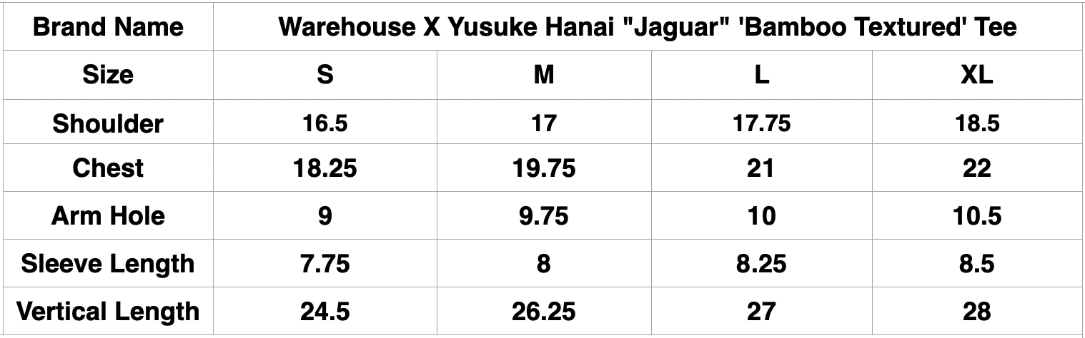 Warehouse X Yusuke Hanai "Jaguar" 'Bamboo Textured' Tee (White)