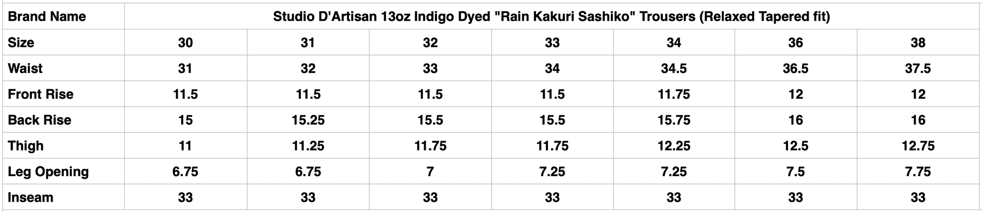 Studio D'Artisan 13oz Indigo Dyed "Rain Kasuri Sashiko" Trousers (Relaxed Tapered fit)