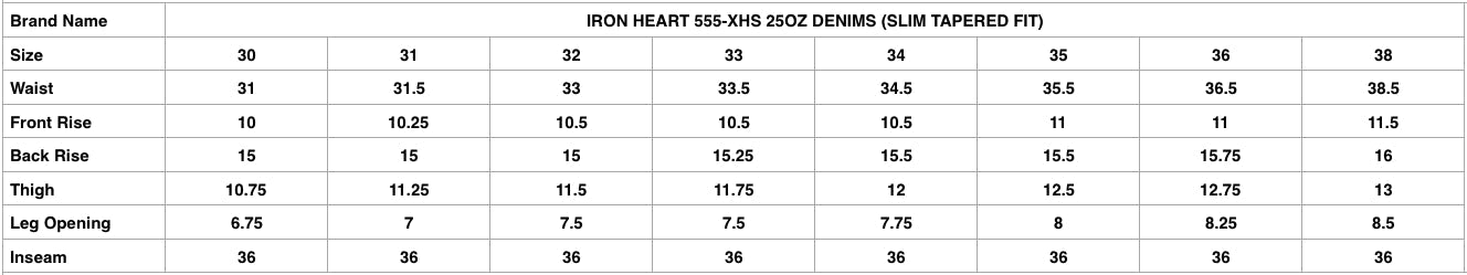 Iron Heart 555-XHS 25oz Denim (Slim Tapered Fit)