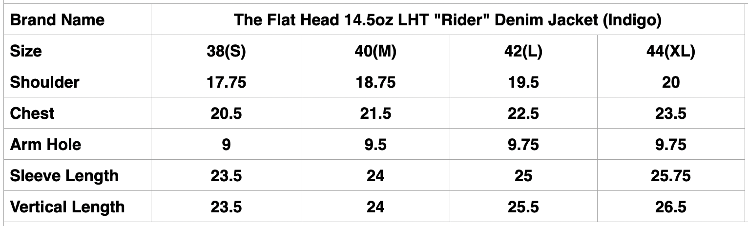The Flat Head 14.5oz LHT "Rider" Denim Jacket (Indigo)