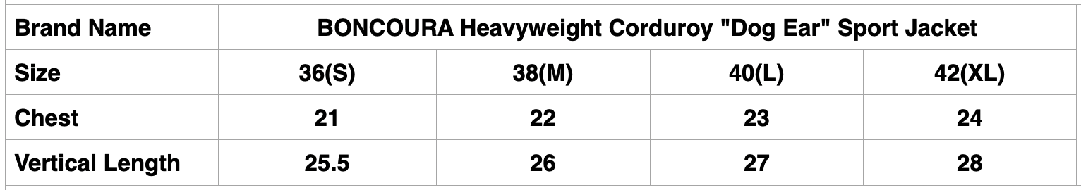 BONCOURA Heavyweight Corduroy "Dog Ear" Sport Jacket (Brown)