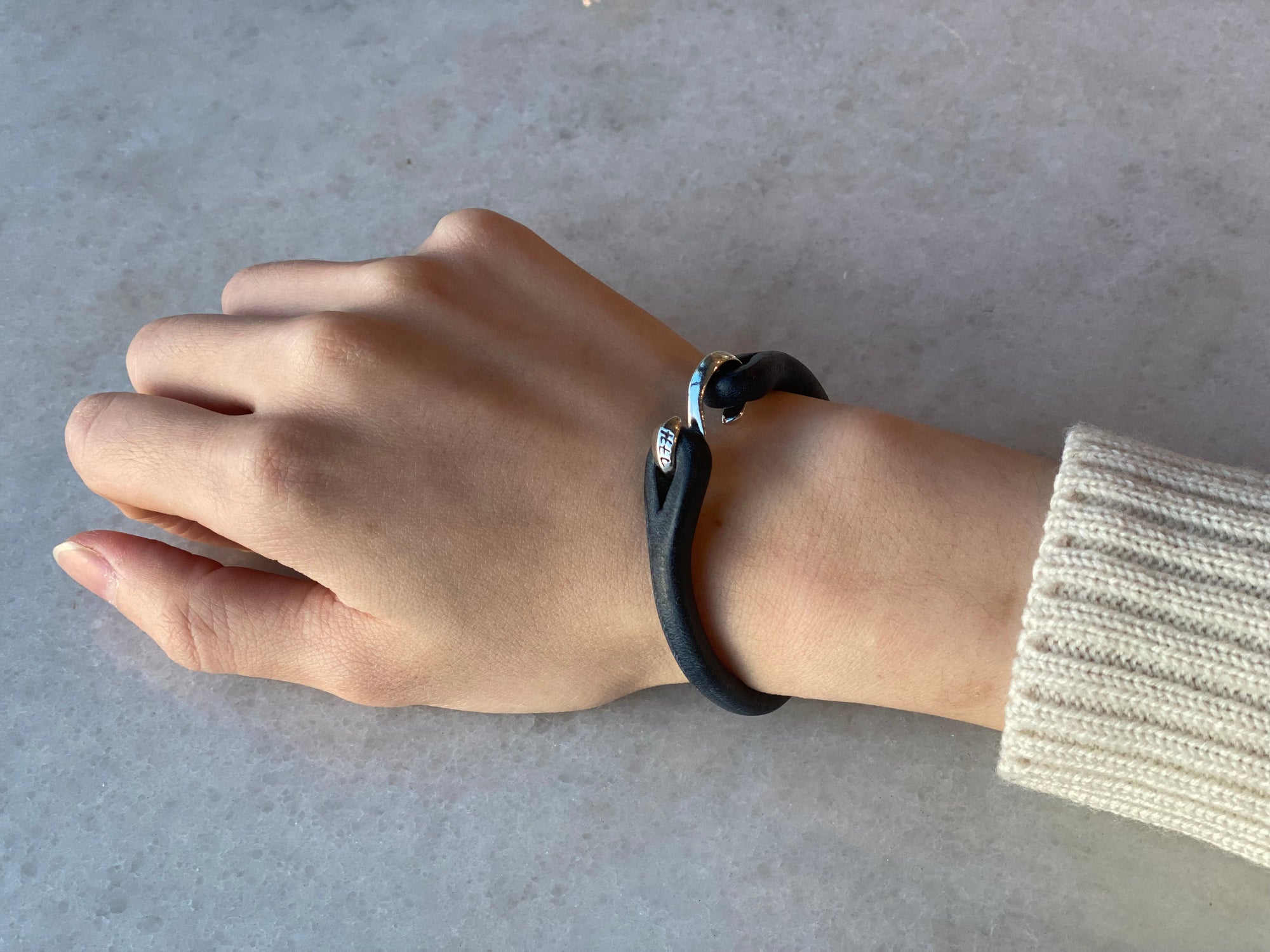 The Flat Head 'Silver Hook' Single Cuff (Indigo Navy)