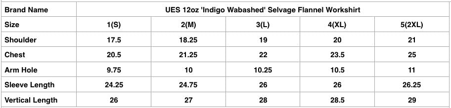 UES 12oz 'Indigo Wabash' Selvage Flannel Workshirt