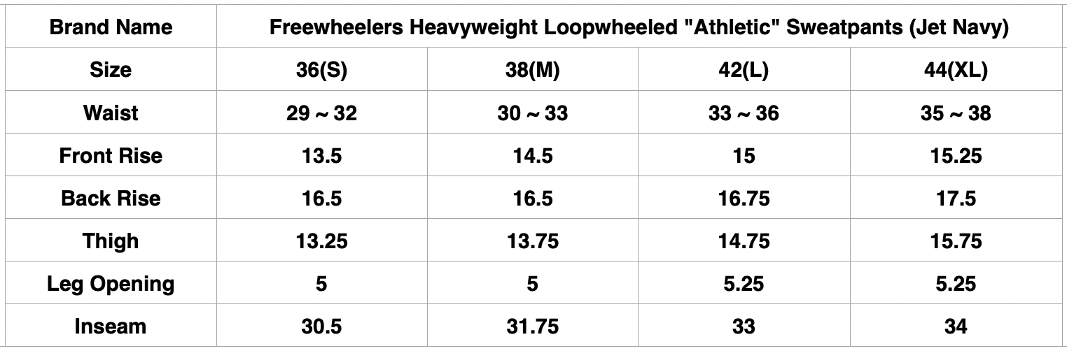 Freewheelers Heavyweight Loopwheeled "Athletic" Sweatpants (Jet Navy)