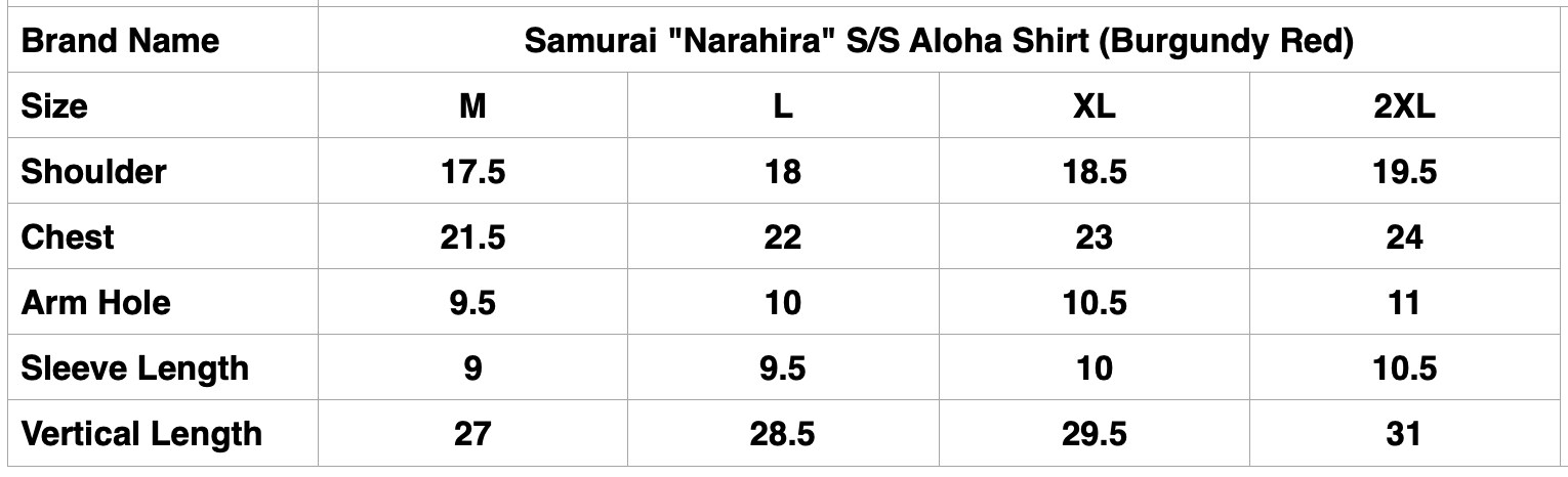 Samurai "Narahira" S/S Aloha Shirt (Burgundy Red)