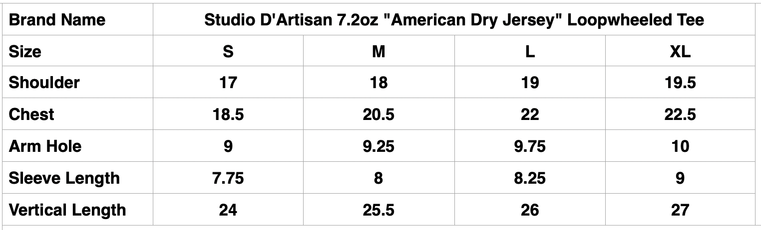 Studio D'Artisan 7.2oz "American Dry Jersey" Loopwheeled Tee (Navy)