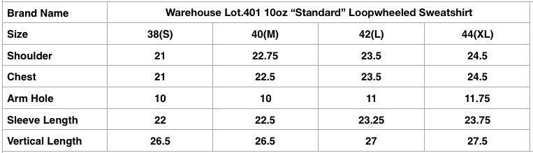 Warehouse Lot.401 10oz "Standard" Loopwheeled Sweatshirt (Oatmeal)