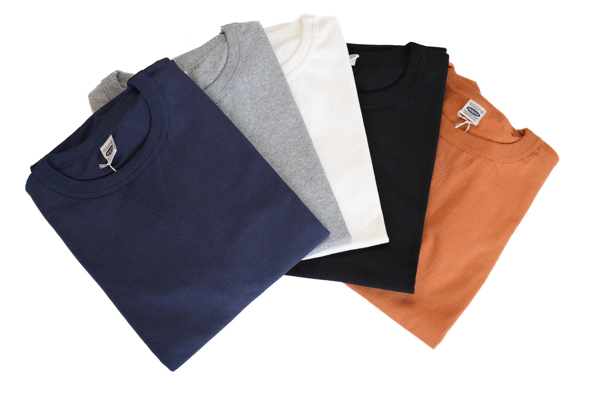 Denime X Warehouse 7oz "V-Inserted Crew Neck" Loopwheeled Tee (Navy)