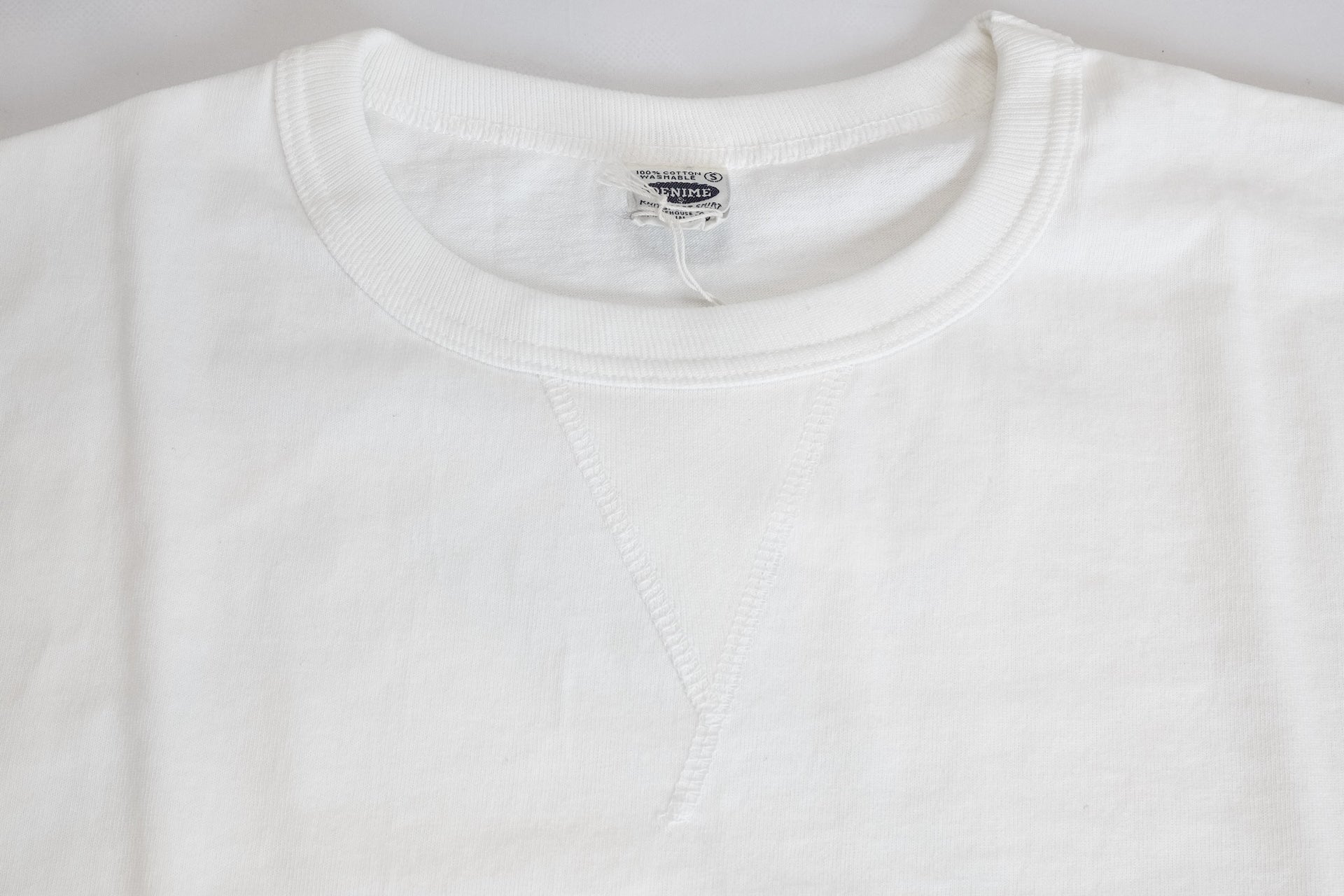 Denime X Warehouse 7oz "V-Inserted Crew Neck" Loopwheeled Tee (Off White)