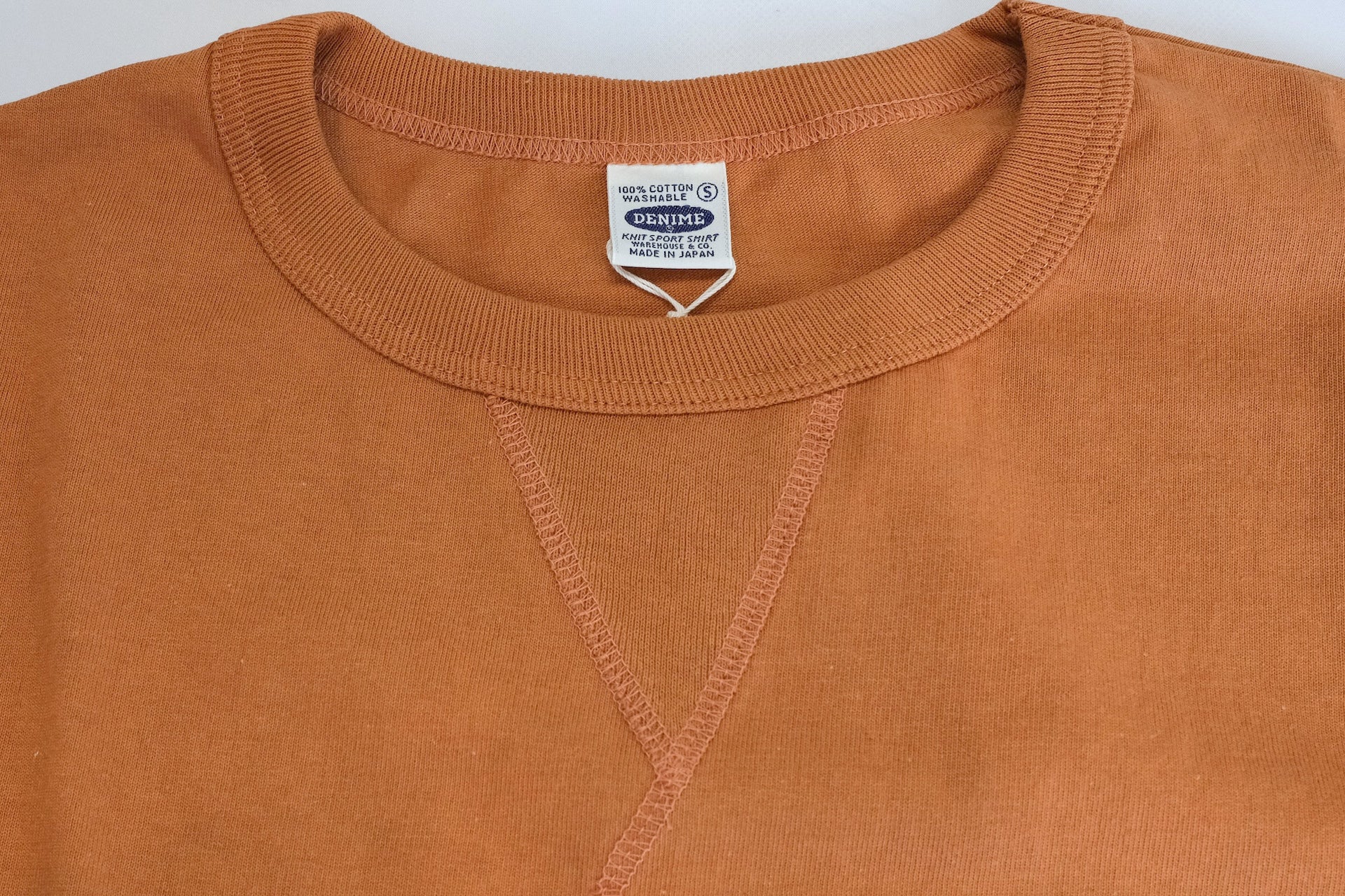 Denime X Warehouse 7oz "V-Inserted Crew Neck" Loopwheeled Tee (Brick)