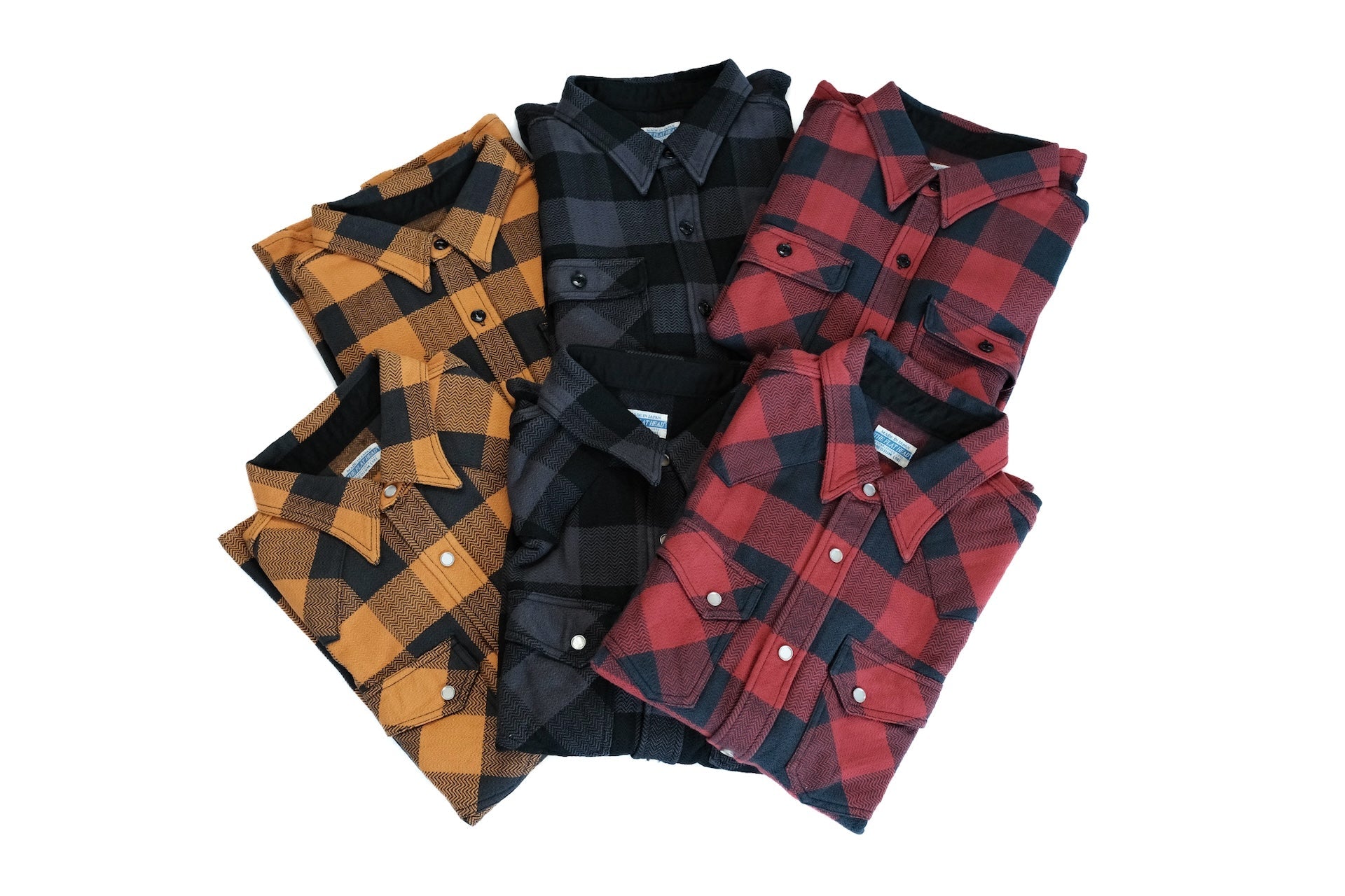 The Flat Head 12oz Selvage Flannel Western Shirt (Black X Grey)