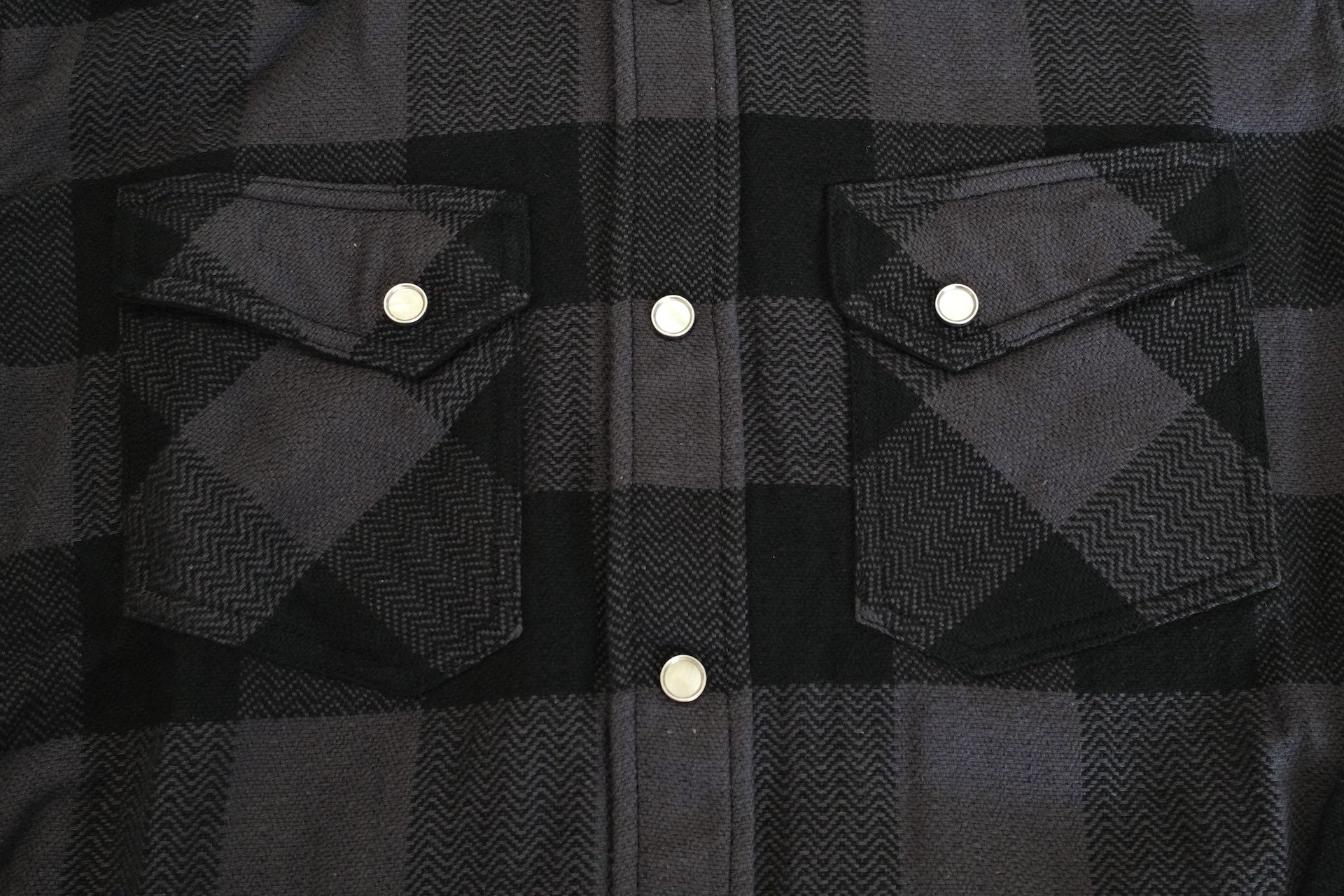 The Flat Head 12oz Selvage Flannel Western Shirt (Black X Grey)