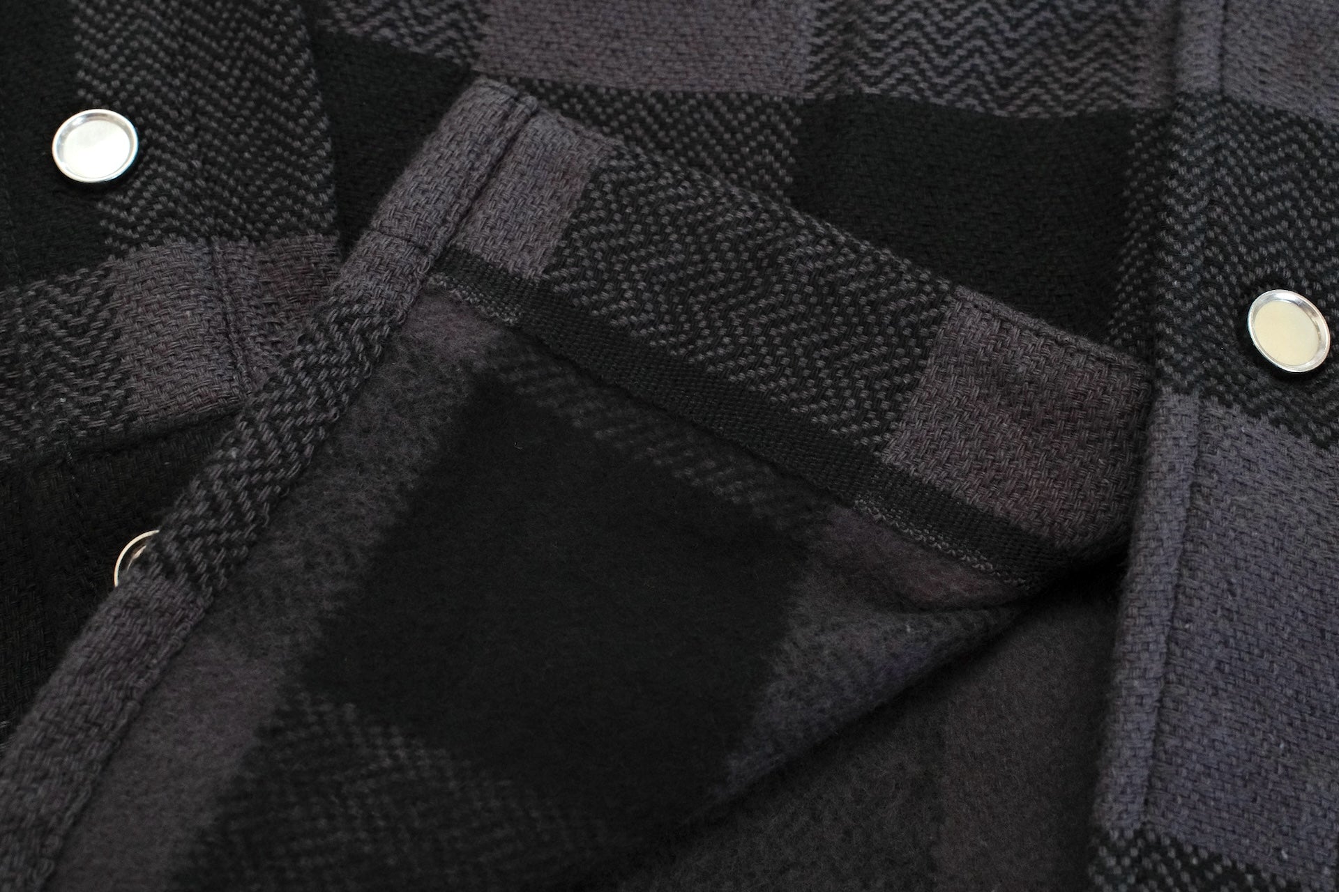 The Flat Head 12oz Selvage Flannel Western Shirt (Black X Grey)