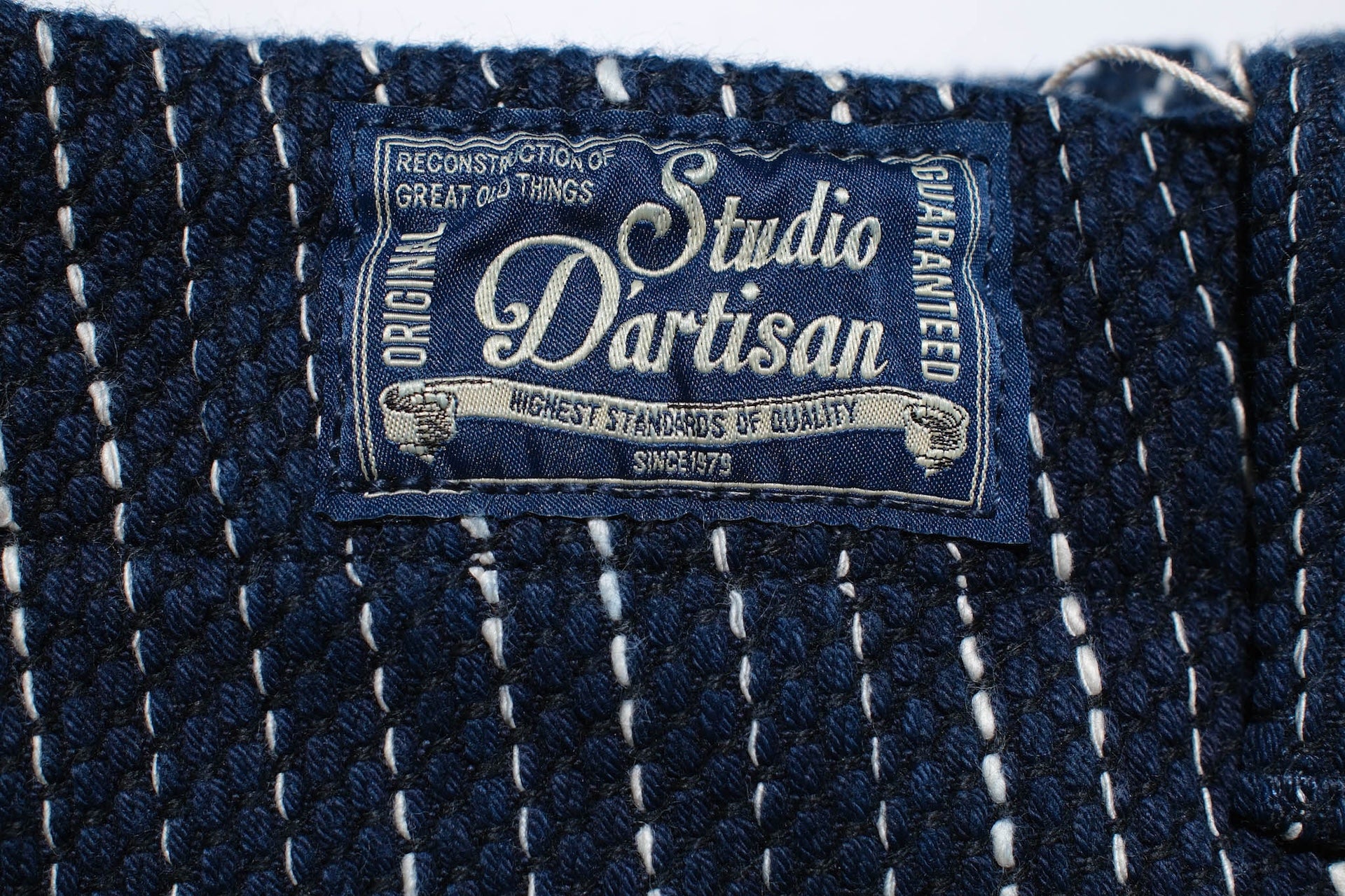 Studio D'Artisan 13oz Indigo Dyed "Rain Kasuri Sashiko" Trousers (Relaxed Tapered fit)