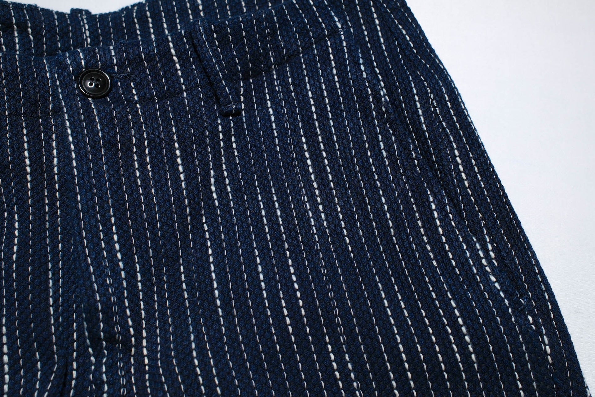 Studio D'Artisan 13oz Indigo Dyed "Rain Kasuri Sashiko" Trousers (Relaxed Tapered fit)
