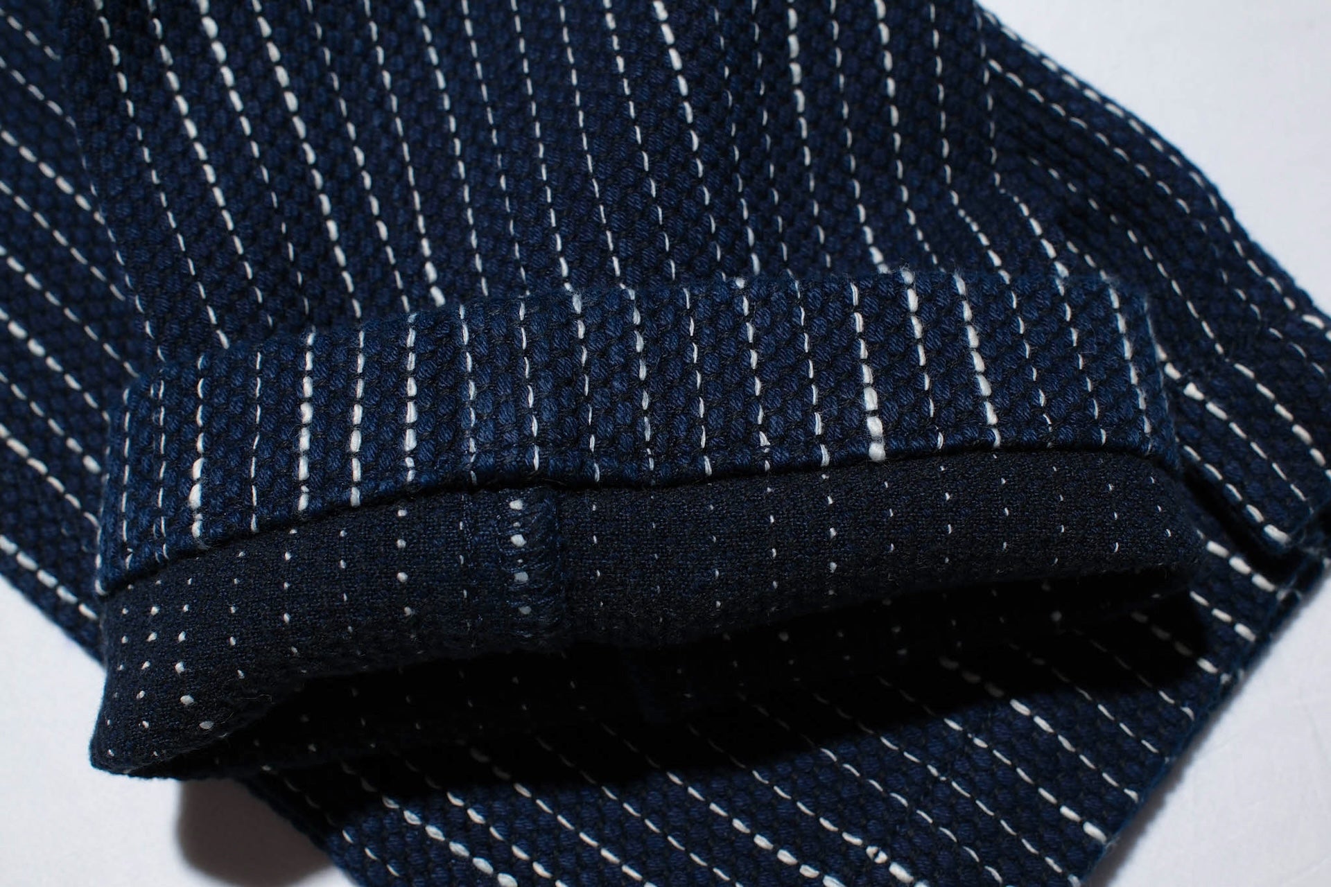 Studio D'Artisan 13oz Indigo Dyed "Rain Kasuri Sashiko" Trousers (Relaxed Tapered fit)