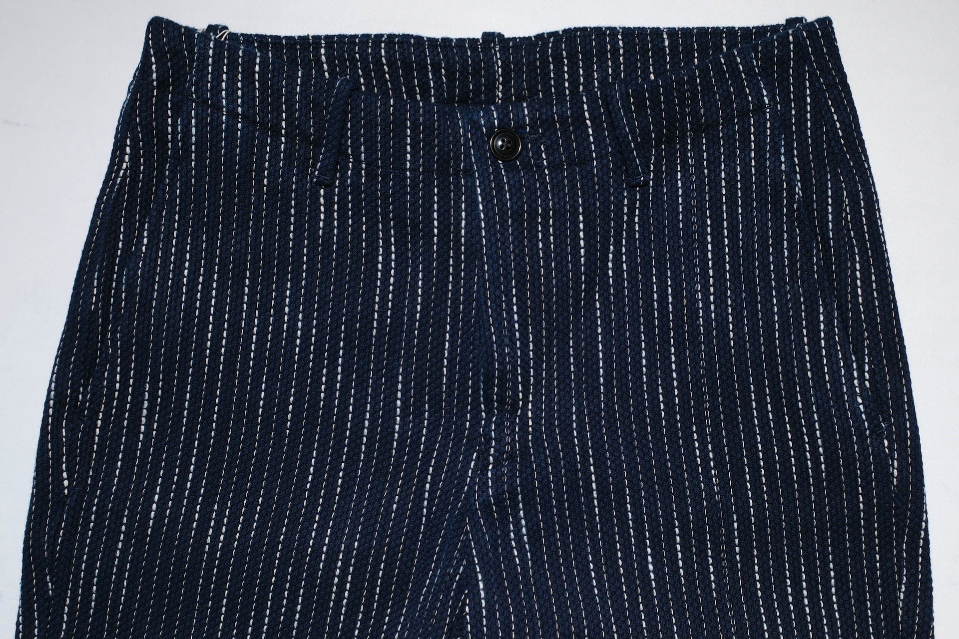 Studio D'Artisan 13oz Indigo Dyed "Rain Kasuri Sashiko" Trousers (Relaxed Tapered fit)