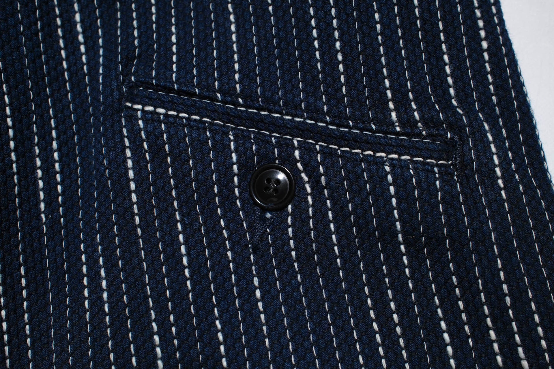 Studio D'Artisan 13oz Indigo Dyed "Rain Kasuri Sashiko" Trousers (Relaxed Tapered fit)