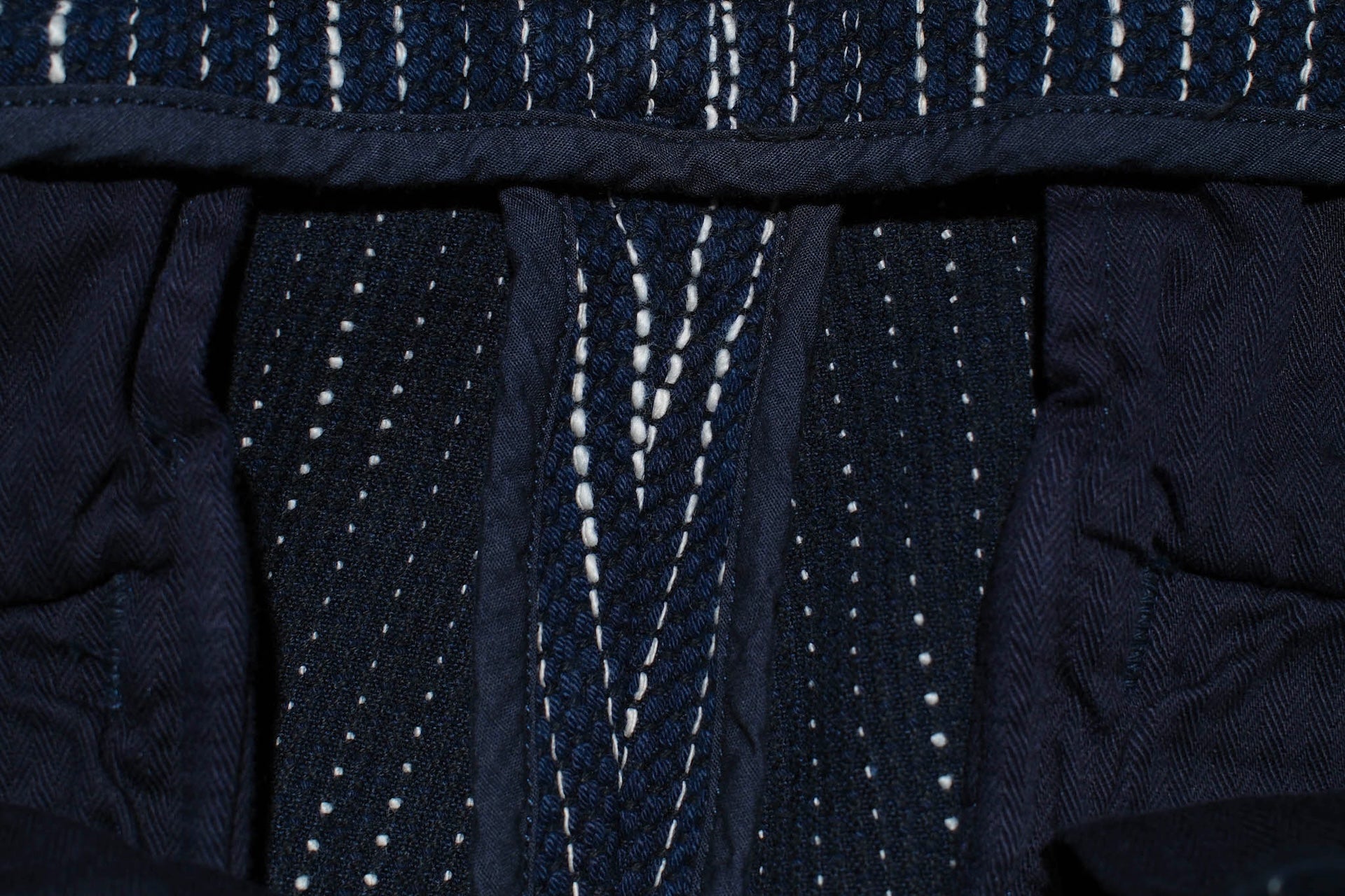 Studio D'Artisan 13oz Indigo Dyed "Rain Kasuri Sashiko" Trousers (Relaxed Tapered fit)