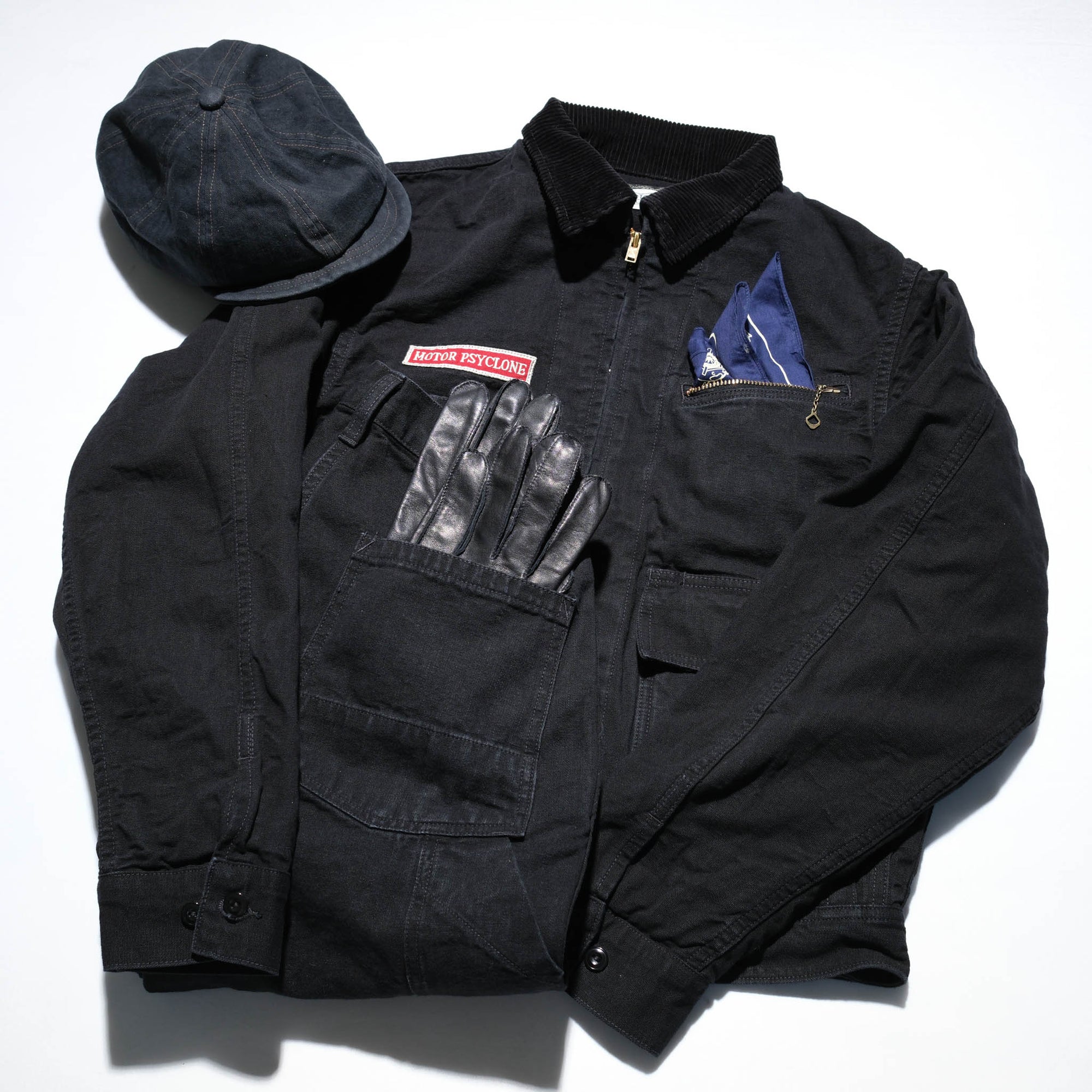 Freewheelers Duck Canvas "Screaming Skull" Garage Worker Jacket (Rude Black)