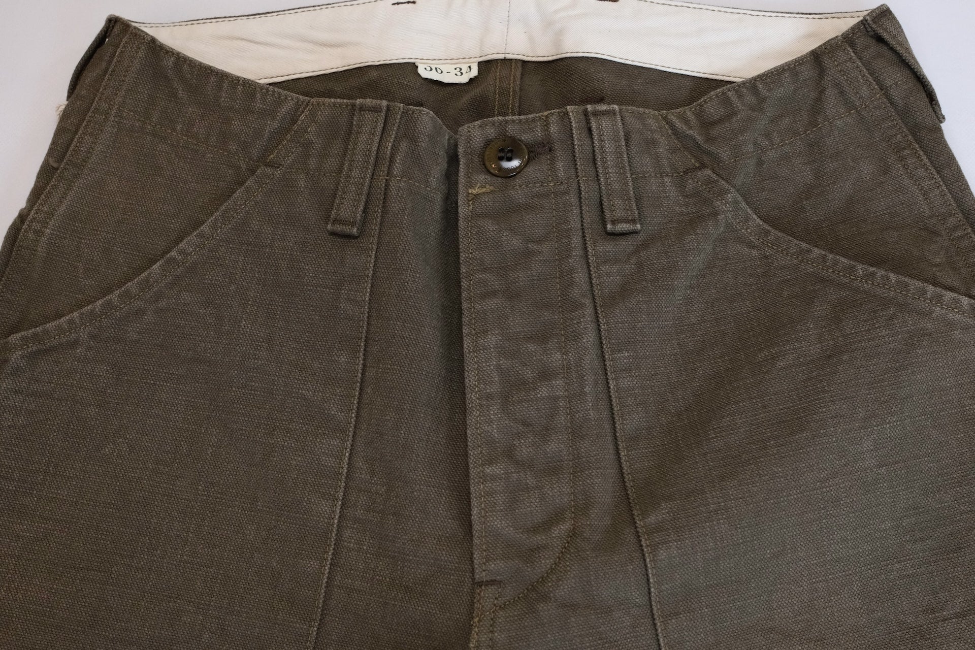 Freewheelers "Bear Tooth" Heavyweight Duck Canvas Trousers (Olive)