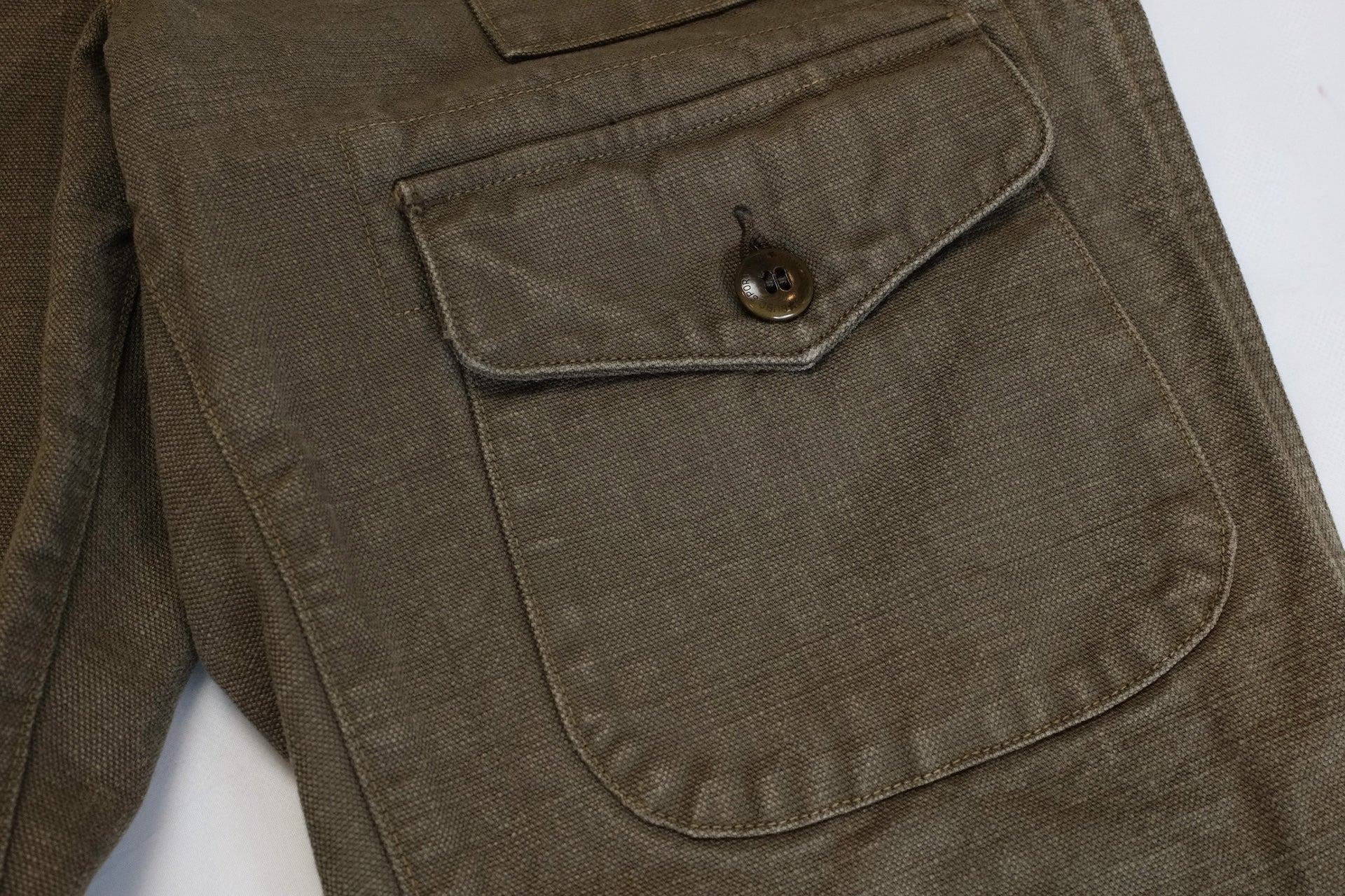 Freewheelers "Bear Tooth" Heavyweight Duck Canvas Trousers (Olive)