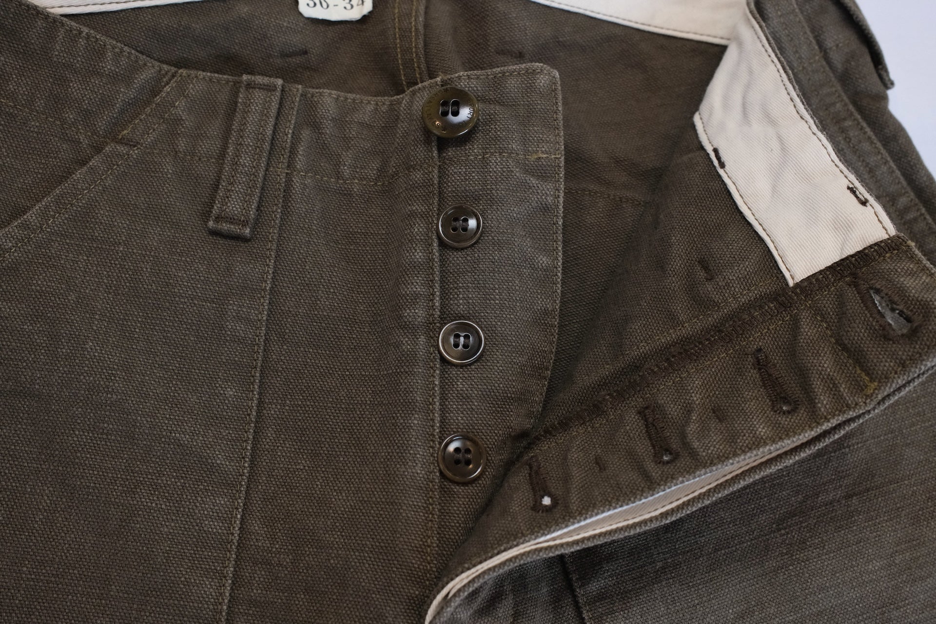 Freewheelers "Bear Tooth" Heavyweight Duck Canvas Trousers (Olive)
