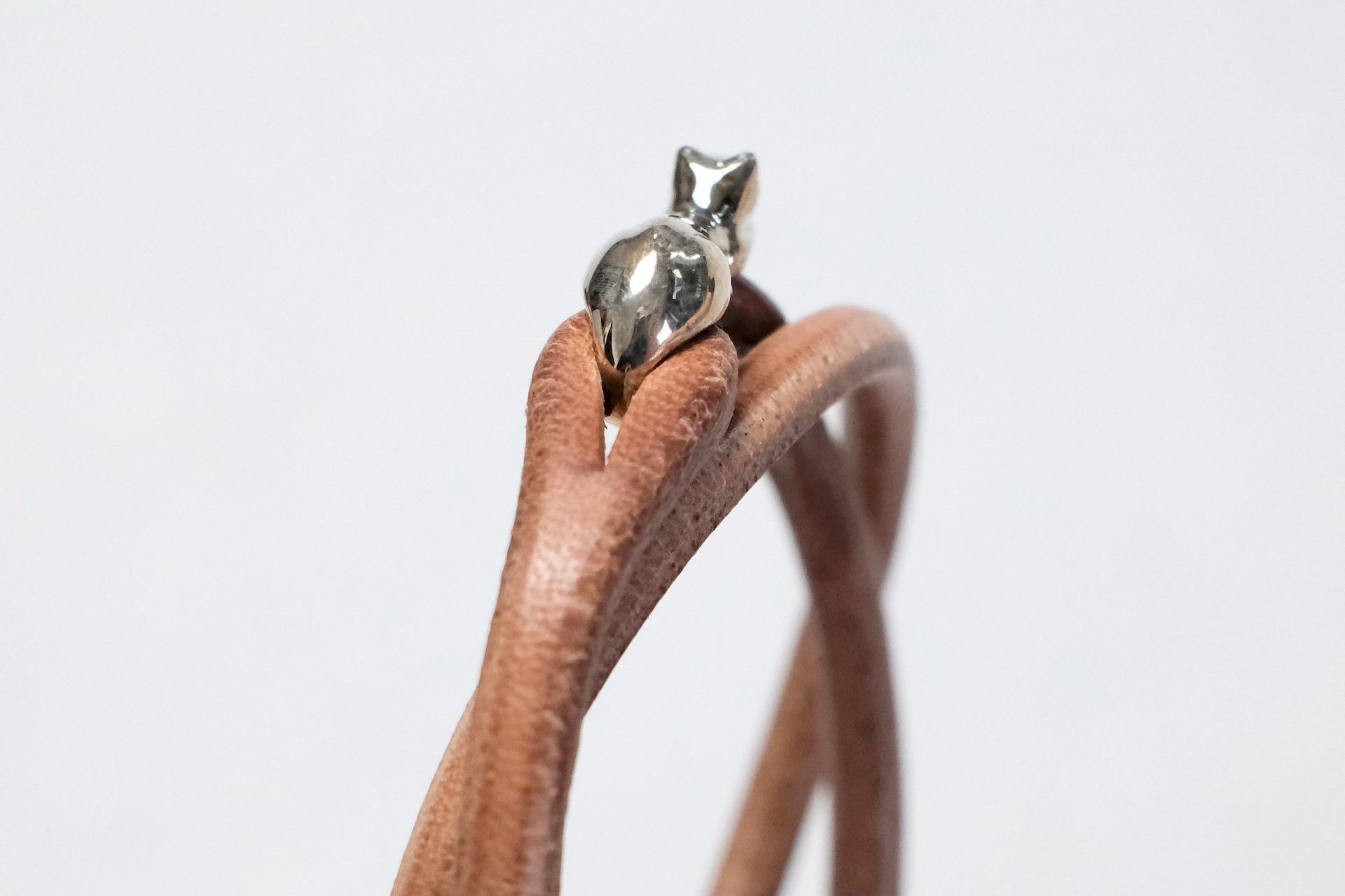 Cramp by Ginkawaten "Cat Familiar" Double Cuff With Red Ruby (Tan)