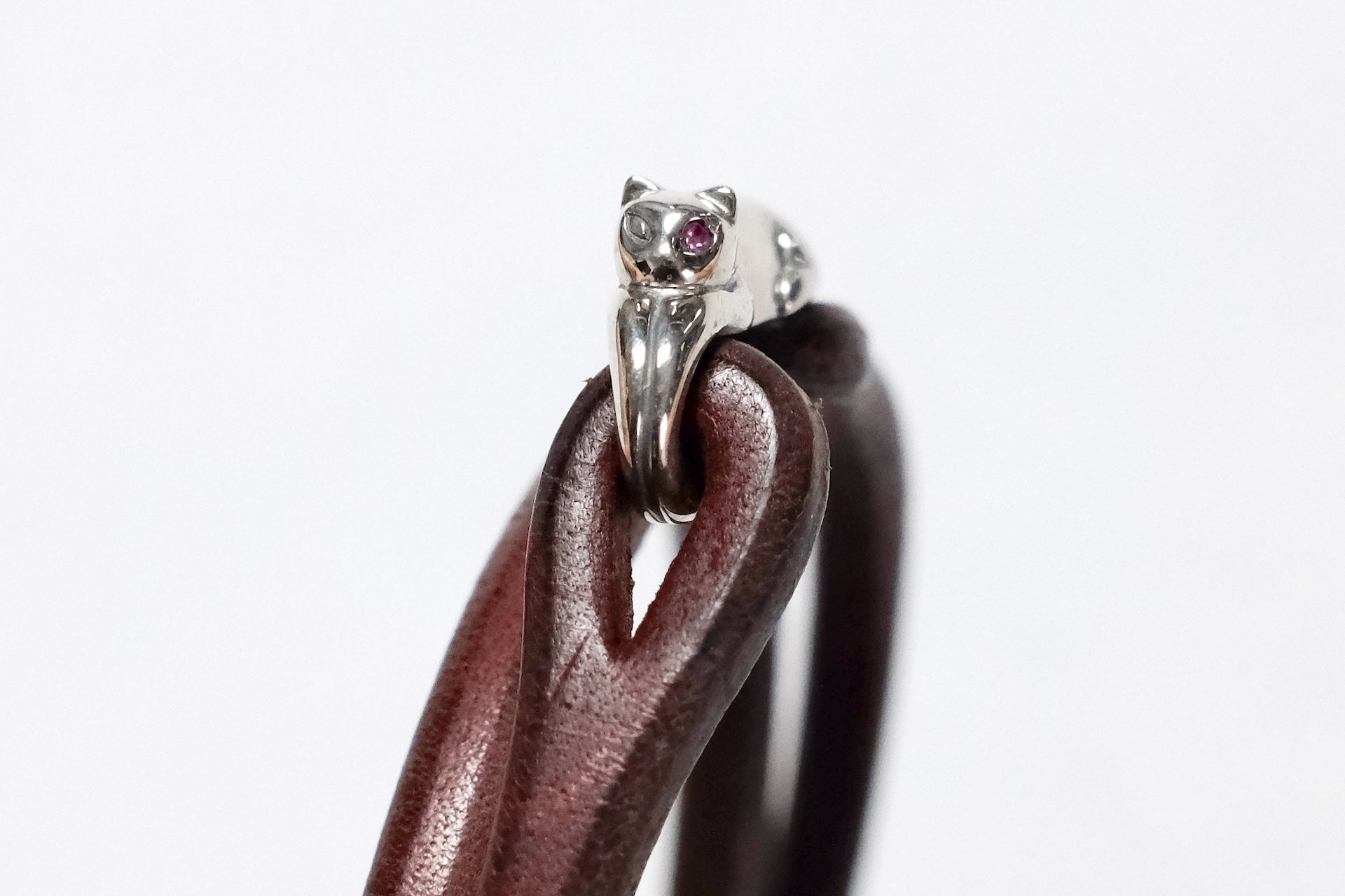 Cramp by Ginkawaten "Cat Familiar" Double Cuff With Red Ruby (Chocolate)