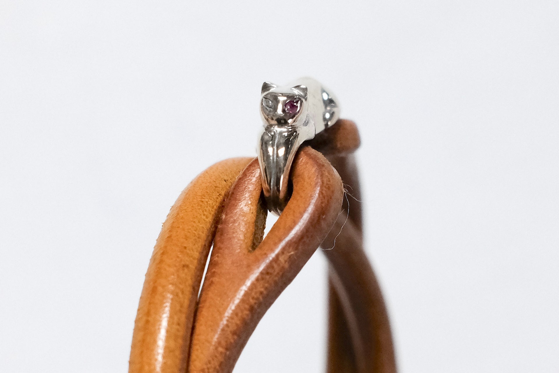 Cramp by Ginkawaten "Cat Familiar" Double Cuff With Red Ruby (Gold)