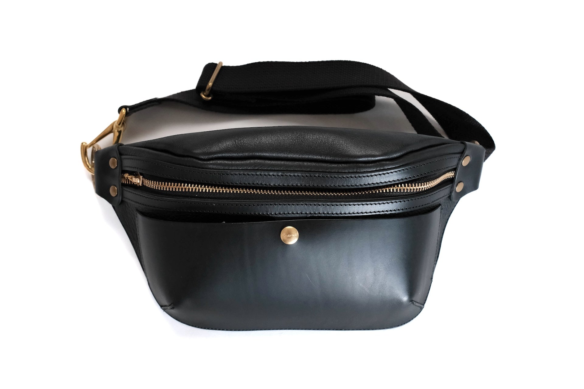 Cramp by Ginkawaten Dual Leather Pocket Bag (Black X Black)