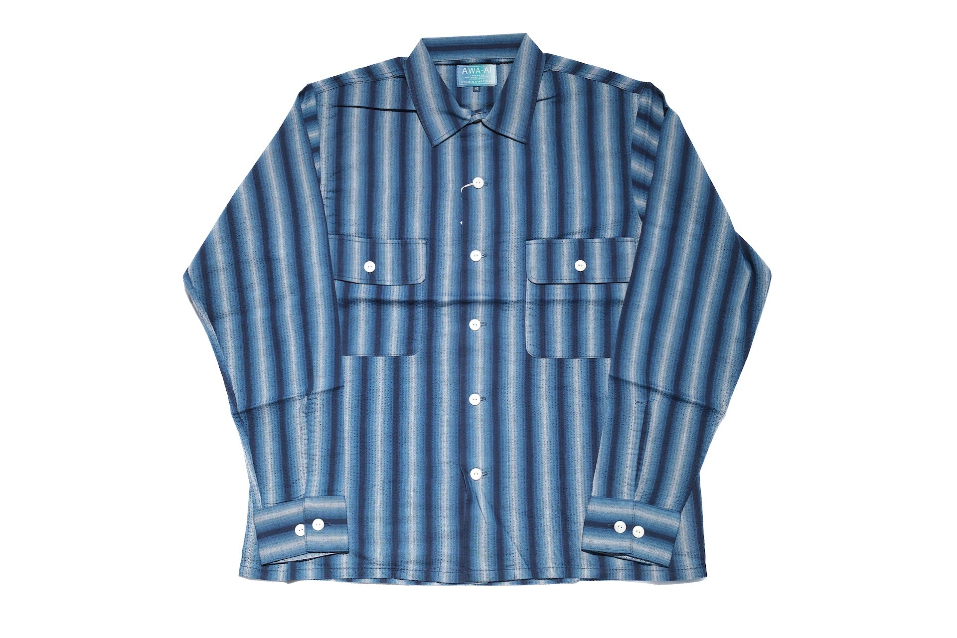 Studio D'Artisan Lightweight "Shijira Awa-Ai" Natural Indigo Dyed Workshirt (Wave-Light)