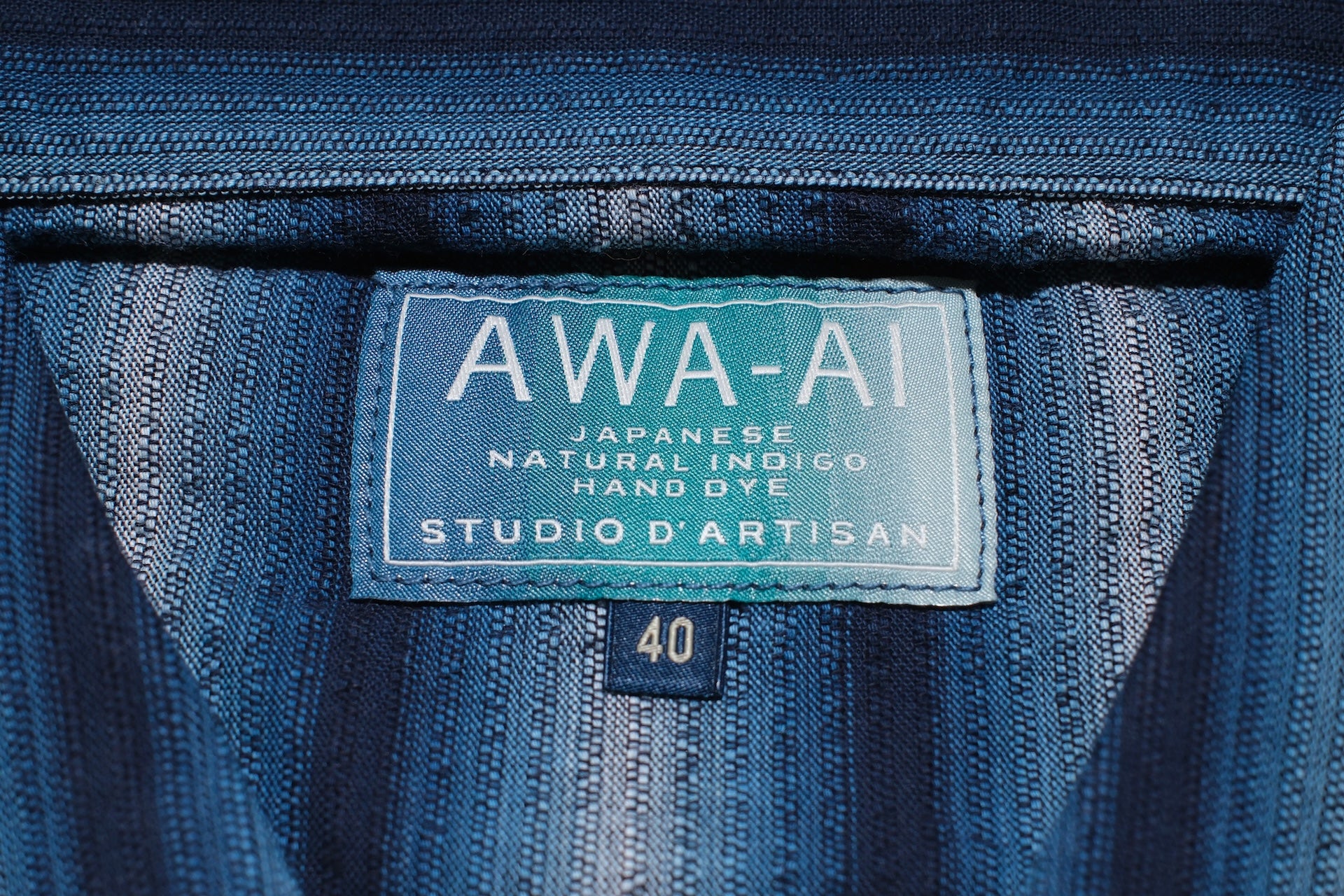 Studio D'Artisan Lightweight "Shijira Awa-Ai" Natural Indigo Dyed Workshirt (Wave-Light)