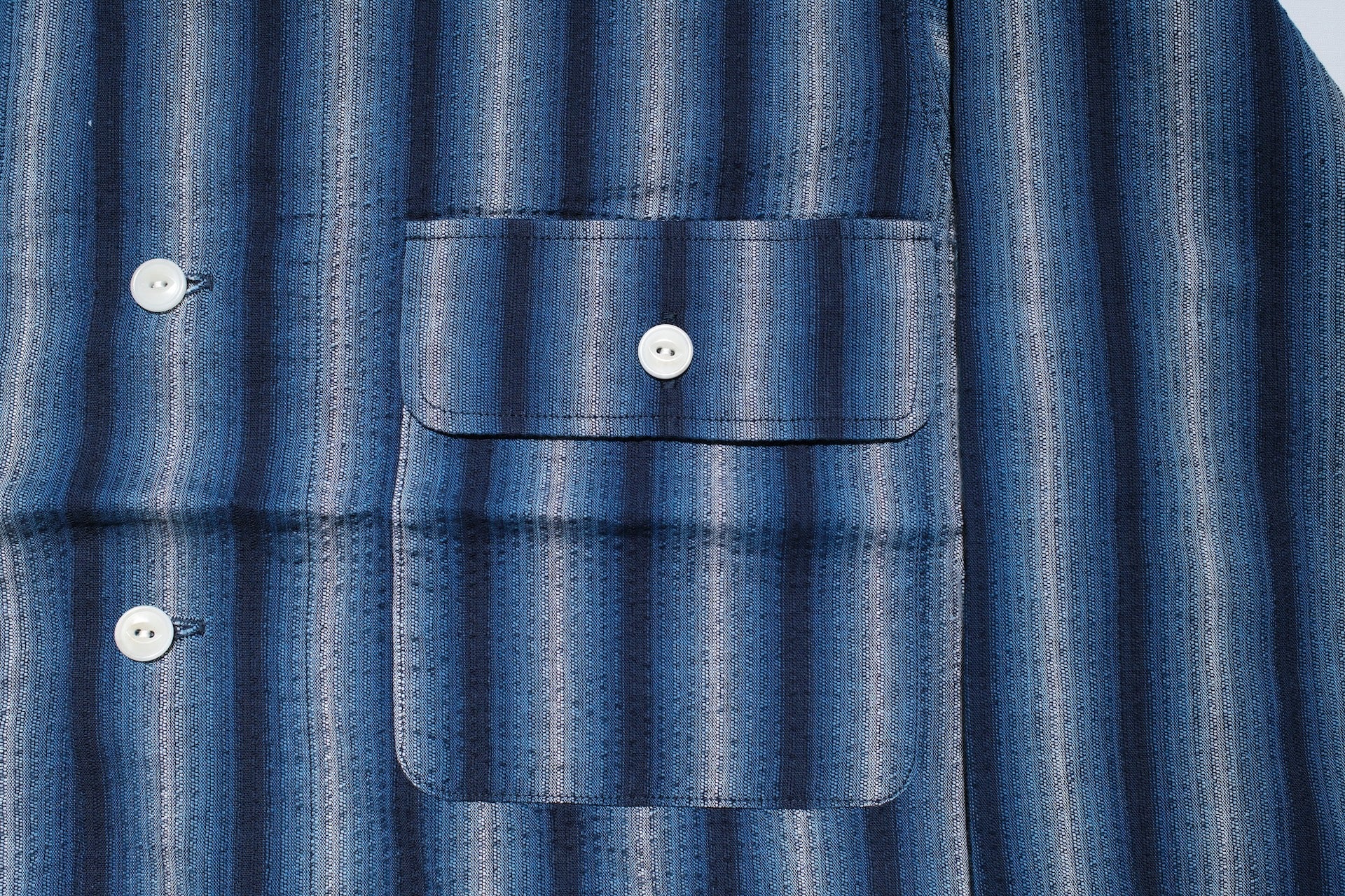 Studio D'Artisan Lightweight "Shijira Awa-Ai" Natural Indigo Dyed Workshirt (Wave-Light)